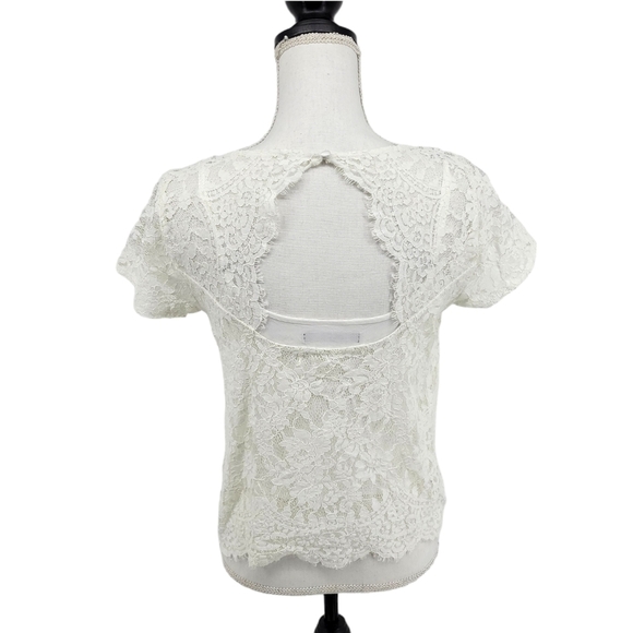 Abercrombie & Fitch Womens White Floral lace Sheer Top With Removable Liner S - Picture 3 of 16